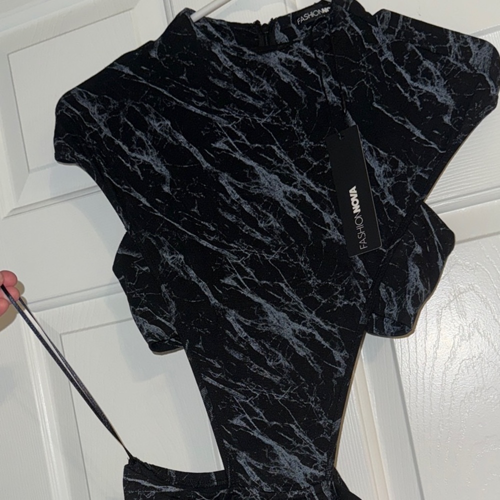 Miranda Black Smoke Marble Cut Out Dress - Picture 5 of 7